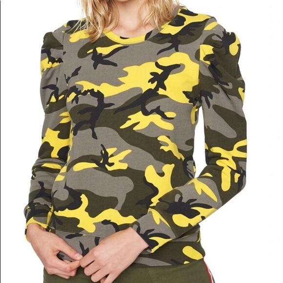 - 🎀Pam & GELA puff shoulder cotton sweatshirt in pop camo medium - Picture 4 of 7